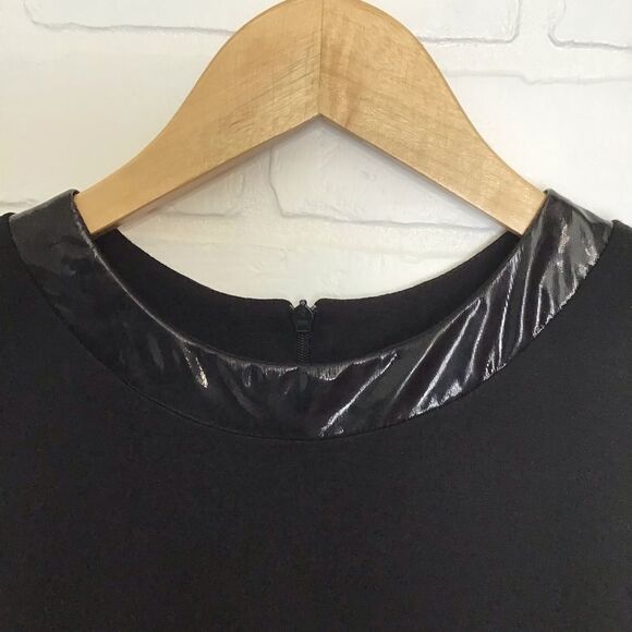 Tenax pleated BLACK ECRU classic retro dress sleeveless round neck stretchy 42 - Picture 5 of 15